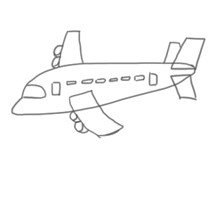 飛行機 イラスト 簡単 右向き